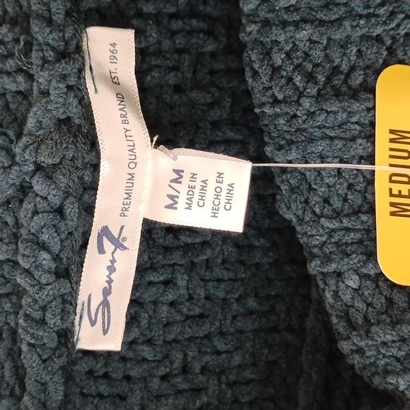 Seven CABLE KNIT COWL NECK SWEATER deep teal size medium - Picture 3 of 3